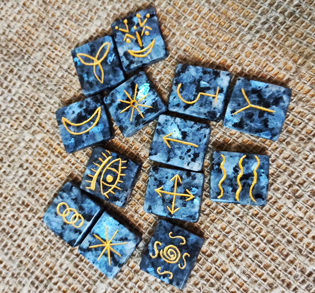 13女巫符文手工雕刻符石矩形符文女巫巫术异教徒 - 其他 - 石头 