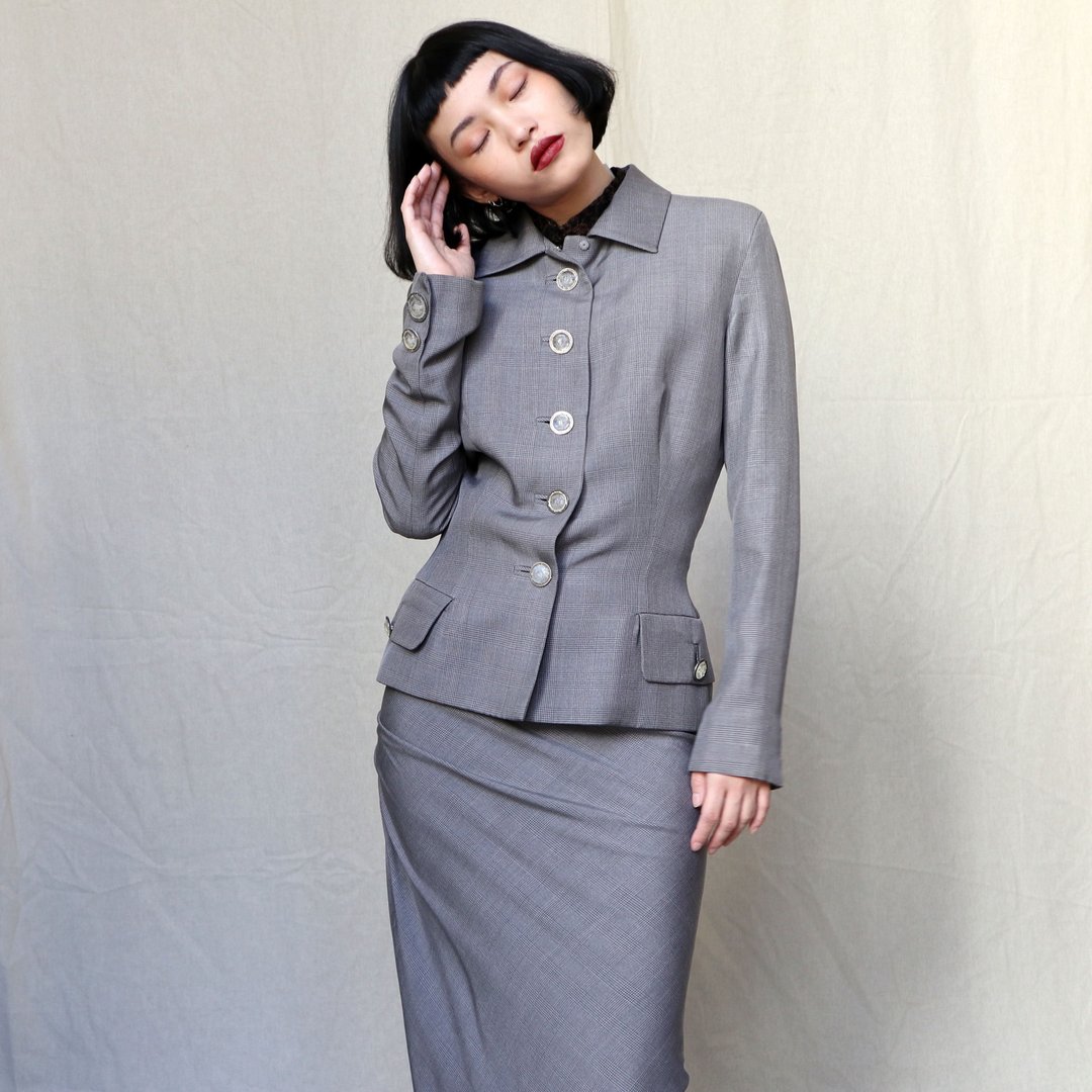 南瓜Vintage。古着 意大利制 Gianni Versace 高级 西装 外套 - 女装休闲/机能外套 - 其他材质 灰色
