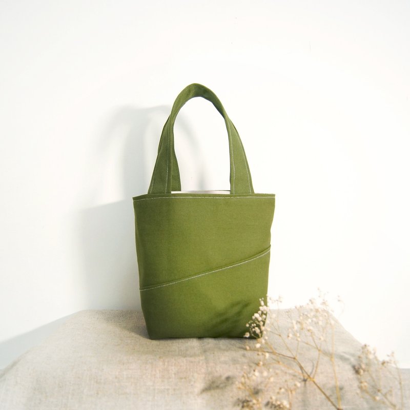 手作轻巧手提餐袋-抹茶浅绿 - 手提包/手提袋 - 棉．麻 绿色