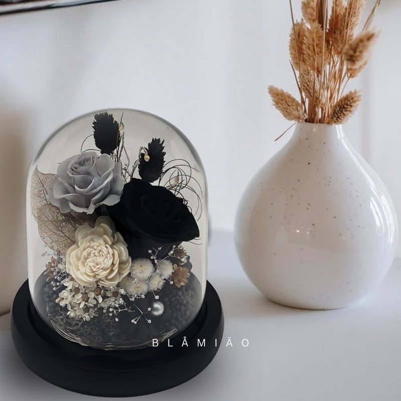 永生花玻璃摆设 - 一缘一会 (玄) - 干燥花/捧花 - 植物．花 黑色