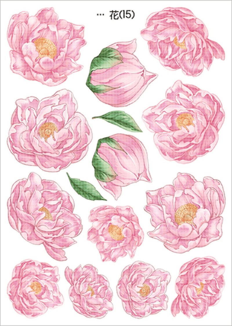 花 花 6 种 (blackraccoon) 复古拼贴图案贴纸 - 贴纸 - 纸 多色