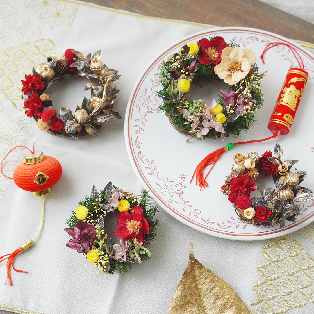 【DIY材料包】亲子手作新年永生小花圈 / 附简易说明书电子档 - 植栽 - 植物．花 