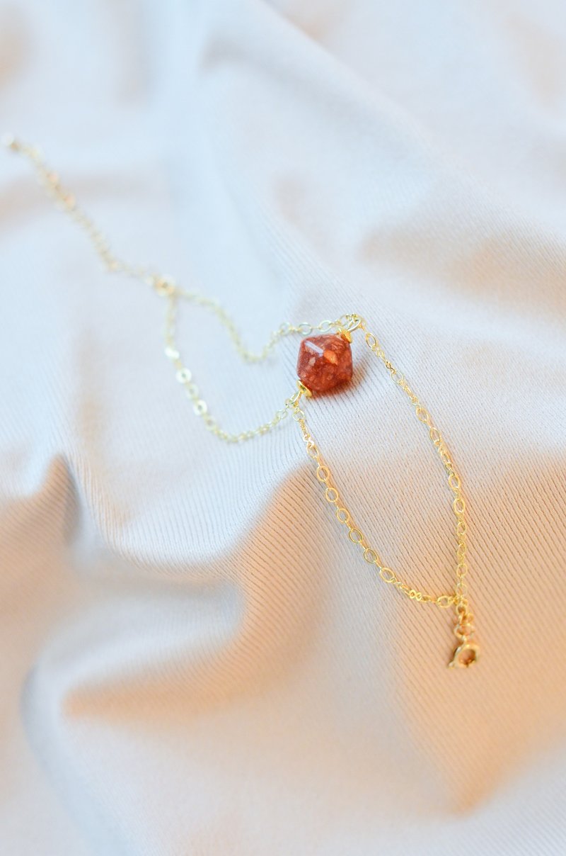 【环保手链】秘影 棕红宝石可调节镀金双链手链/手工/礼物/推荐 - 手链/手环 - 植物．花 咖啡色