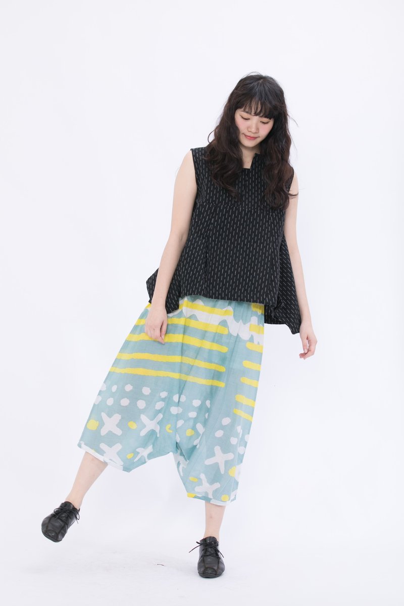 夏日海滩飞鼠裤-公平贸易 - 女装长裤 - 棉．麻 绿色