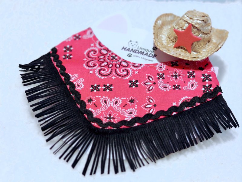 腰果花 流苏 牛仔风造型颈饰 颈项 collar - 衣/帽 - 棉．麻 红色