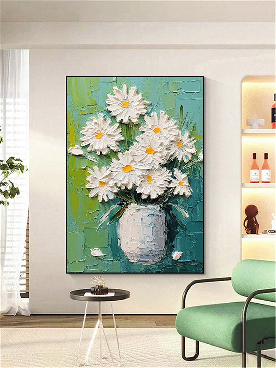 秋菊 手绘花卉油画抽象原创现代装饰画餐厅客厅走廊玄关卧室挂画 - 海报/装饰画/版画 - 亚麻 多色