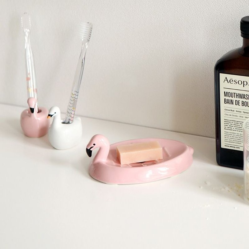 Dailylike 动物造型陶瓷皂盘-02粉红火烈鸟,E2D49009 - 卫浴用品 - 瓷 粉红色