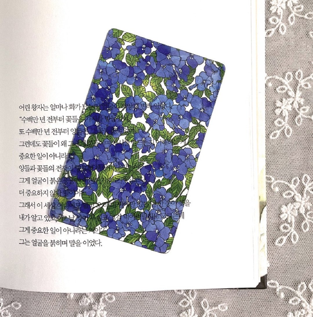American Blue 花朵书签 (dami) 透明书夹 书签 吊牌 纪念礼品 - 书签 - 塑料 蓝色