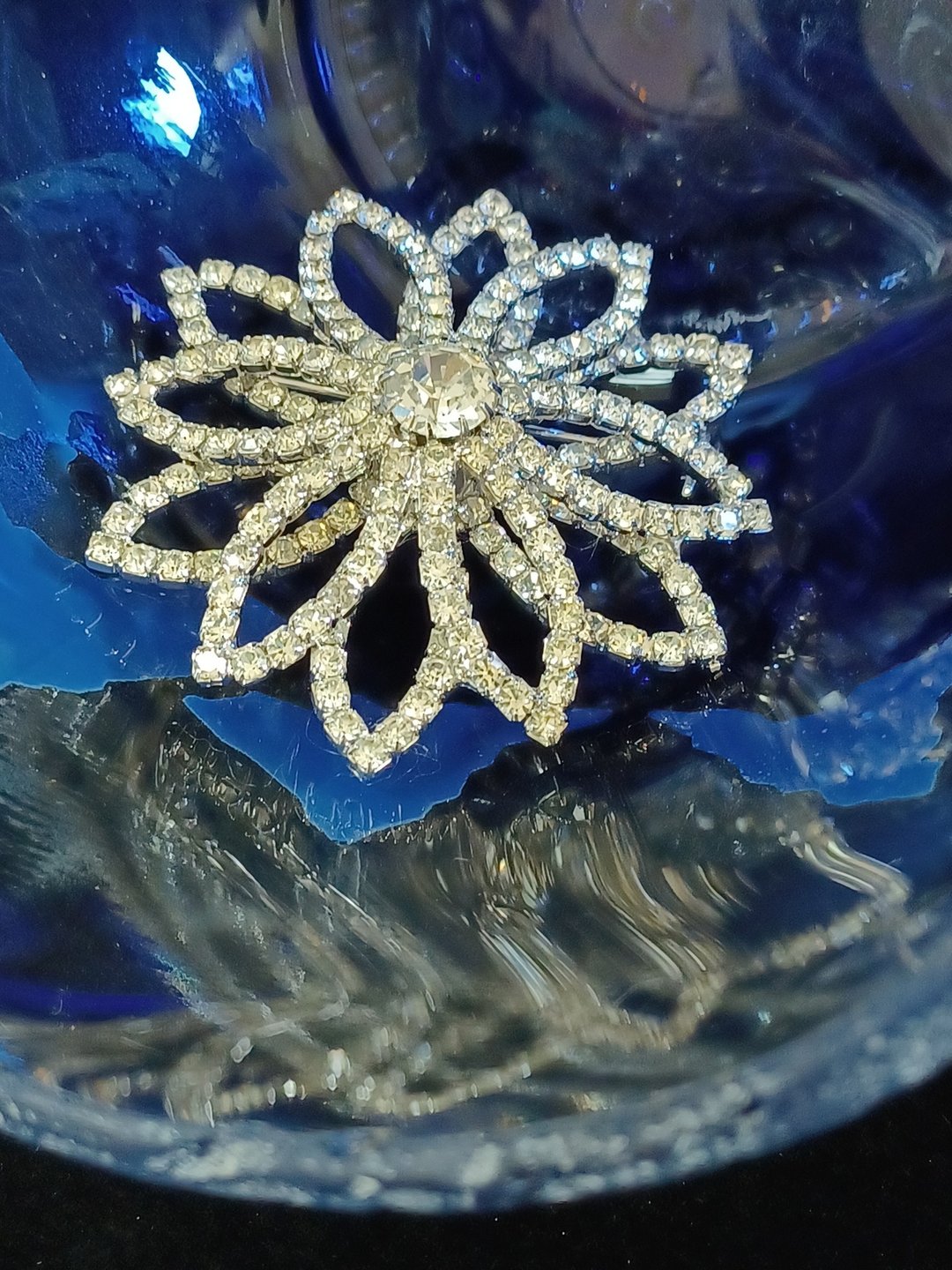 vintage jewelry 古董 双层花瓣莱茵别针 - 胸针 - 其他金属 