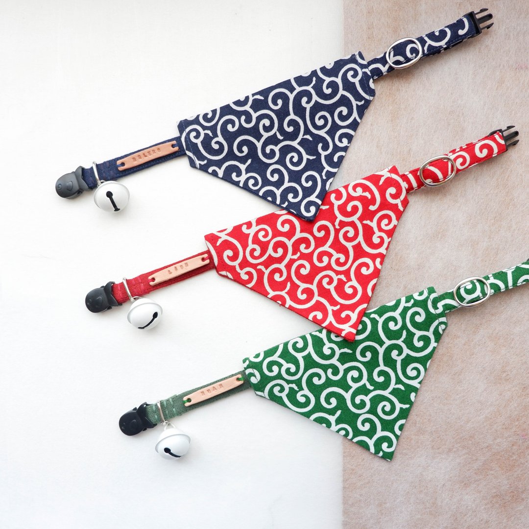 Dorobou Bandana set,Removable- Japanese style collar for cat and small dog - 项圈/牵绳 - 棉．麻 多色