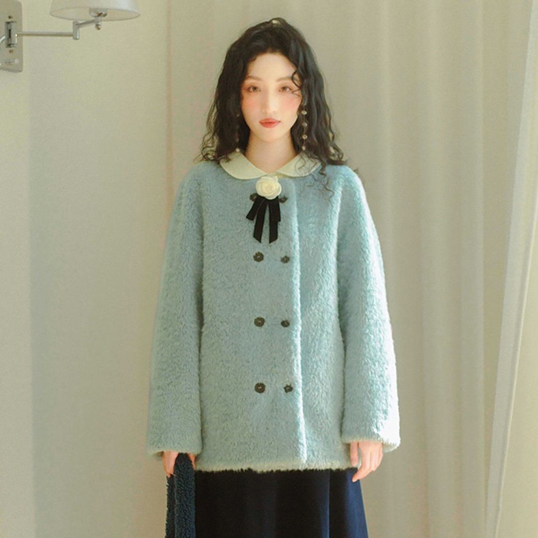 仿皮毛一体外套D2GXXZ25206-G - 女装休闲/机能外套 - 其他材质 蓝色