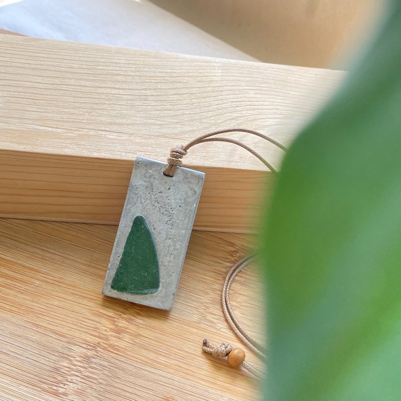 海玻璃 水泥 扩香颈链 手工项链 原创 环保 upcycling - 项链 - 水泥 灰色