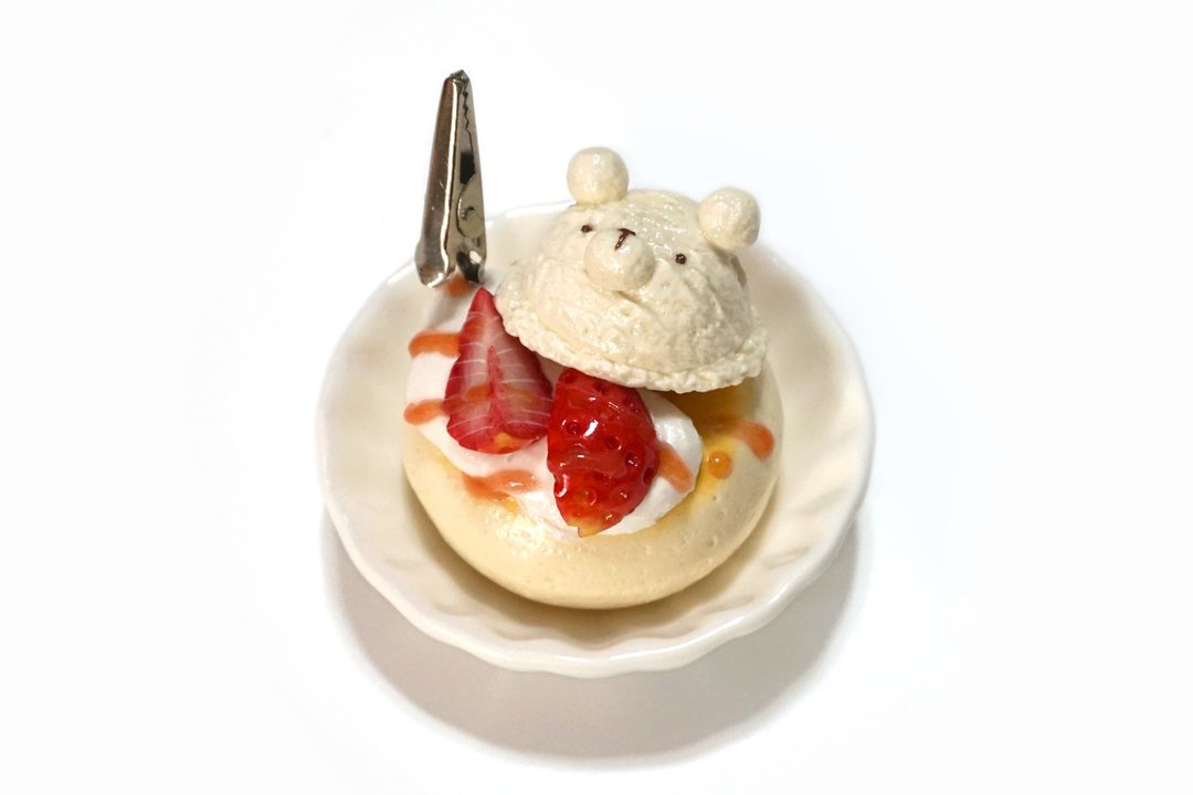 HealingKuma Collection 小熊班戟便条夹纸镇 | 仿真甜点文具 - 文件夹/资料夹 - 粘土 多色