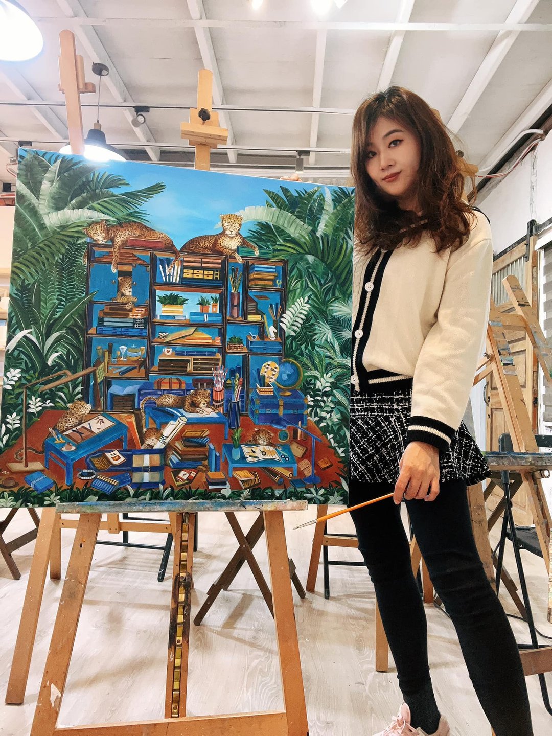 王咖咖 油画-热带雨林的家族幻想-70x70cm - 海报/装饰画/版画 - 颜料 绿色