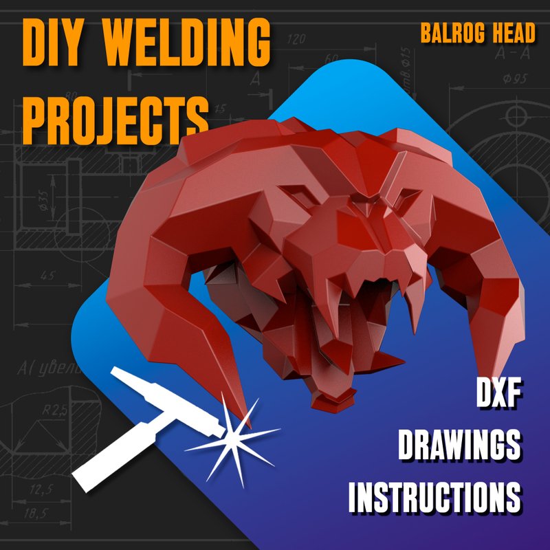 焊接项目计划图 Balrog 头（DXF、PDF） - 图文模板设计 - 其他材质 