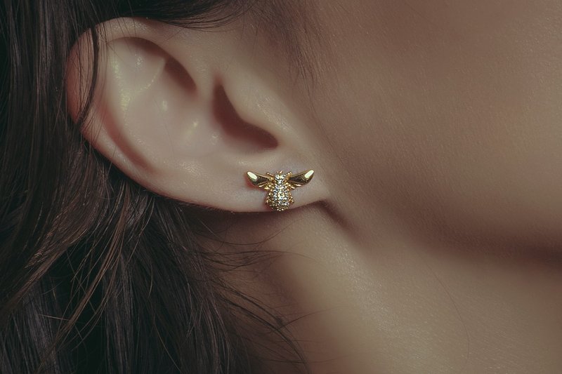 【 圣诞礼物 】Hydromancy | 水占术系列 - 蜜蜂眼泪 * 耳环 - 耳环/耳夹 - 铜/黄铜 金色