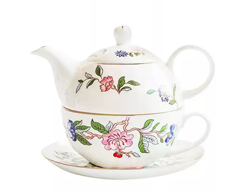 英国Aynsley 雀鸟系列 骨瓷独享杯壶组 - 茶具/茶杯 - 瓷 白色