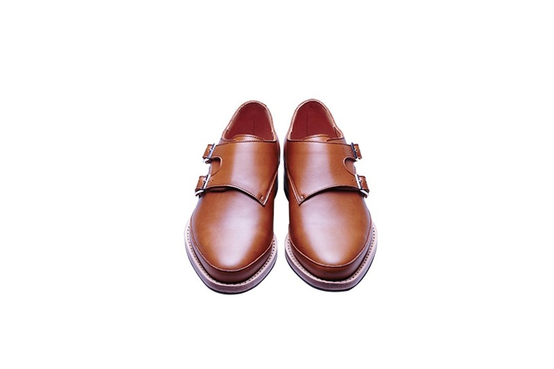 Stitching Sole_Monk_Tan - 男款皮鞋 - 真皮 橘色