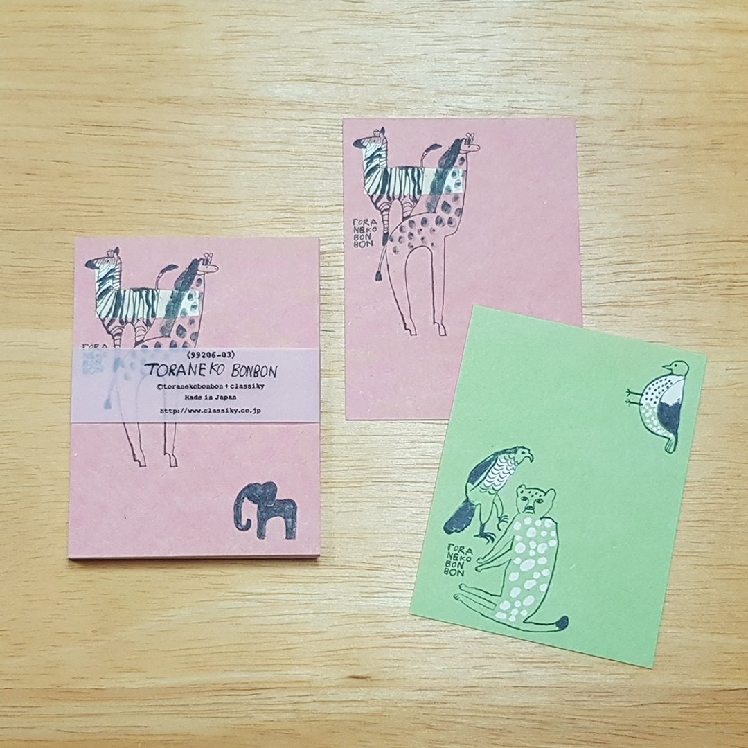 仓敷意匠 x TORANEKO BONBON 消息小卡【长颈鹿与豹 (99206-03)】 - 卡片/明信片 - 纸 多色