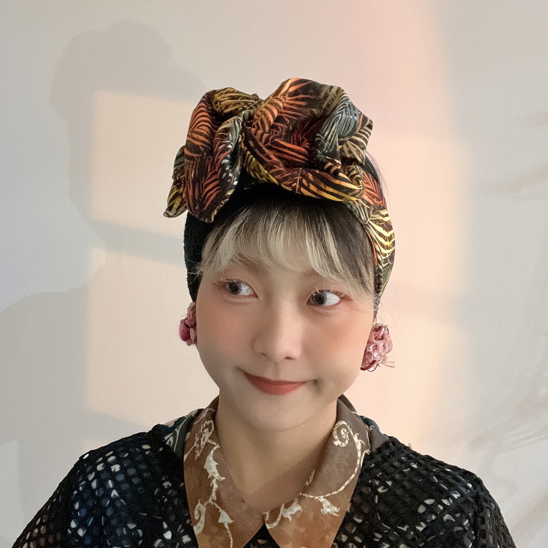 沉金秋叶羊羔绒宽版铝线发带 - 发饰 - 棉 金色