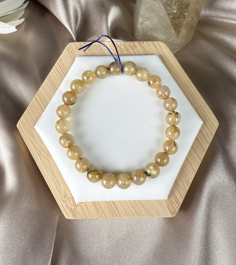 钛晶 水晶手链 提升事业运 招财 幸运 能量 礼物 送礼 疗愈 - 手链/手环 - 水晶 金色