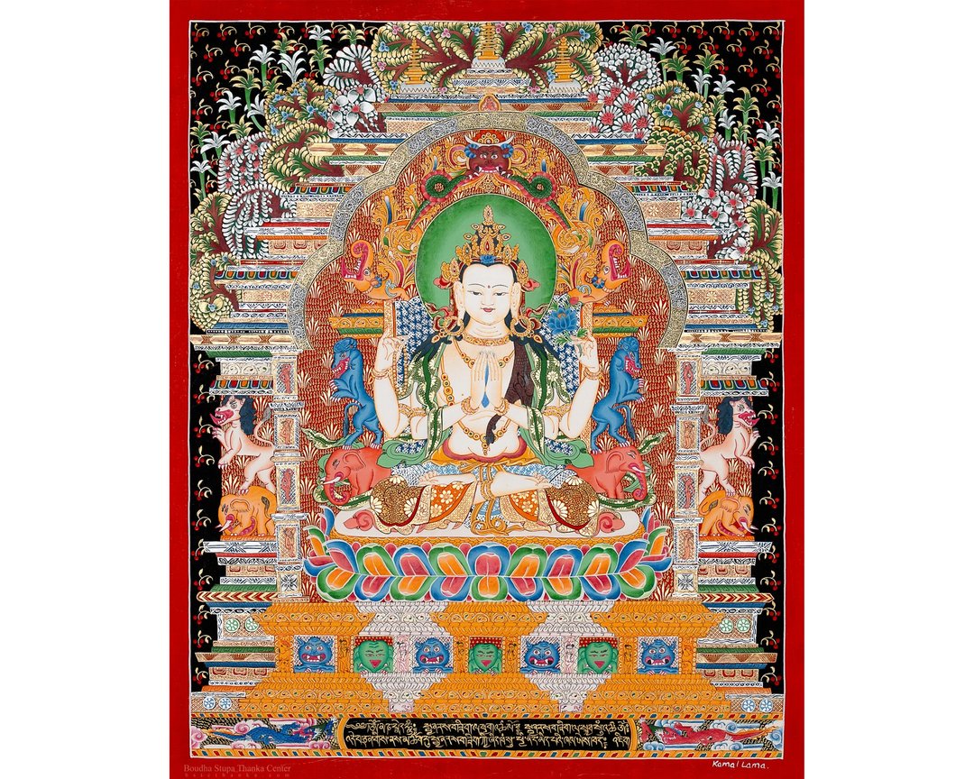 观世音菩萨唐卡 - 无限慈悲的菩萨 - 墙贴/壁贴 - 其他材质 多色