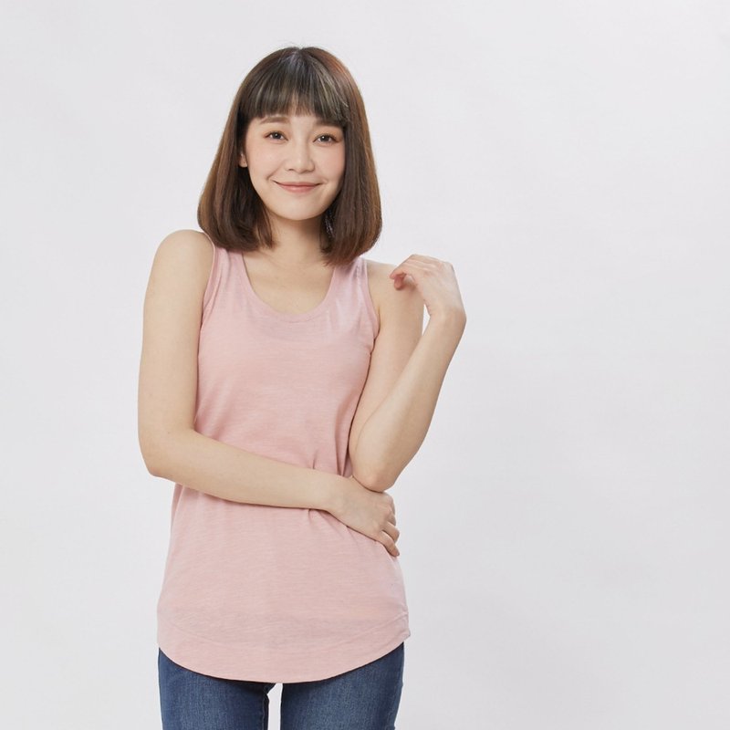 竹节棉夏至背心/樱花粉 - 女装背心 - 棉．麻 粉红色