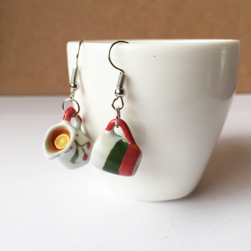 orange juice earring - 耳环/耳夹 - 玻璃 红色