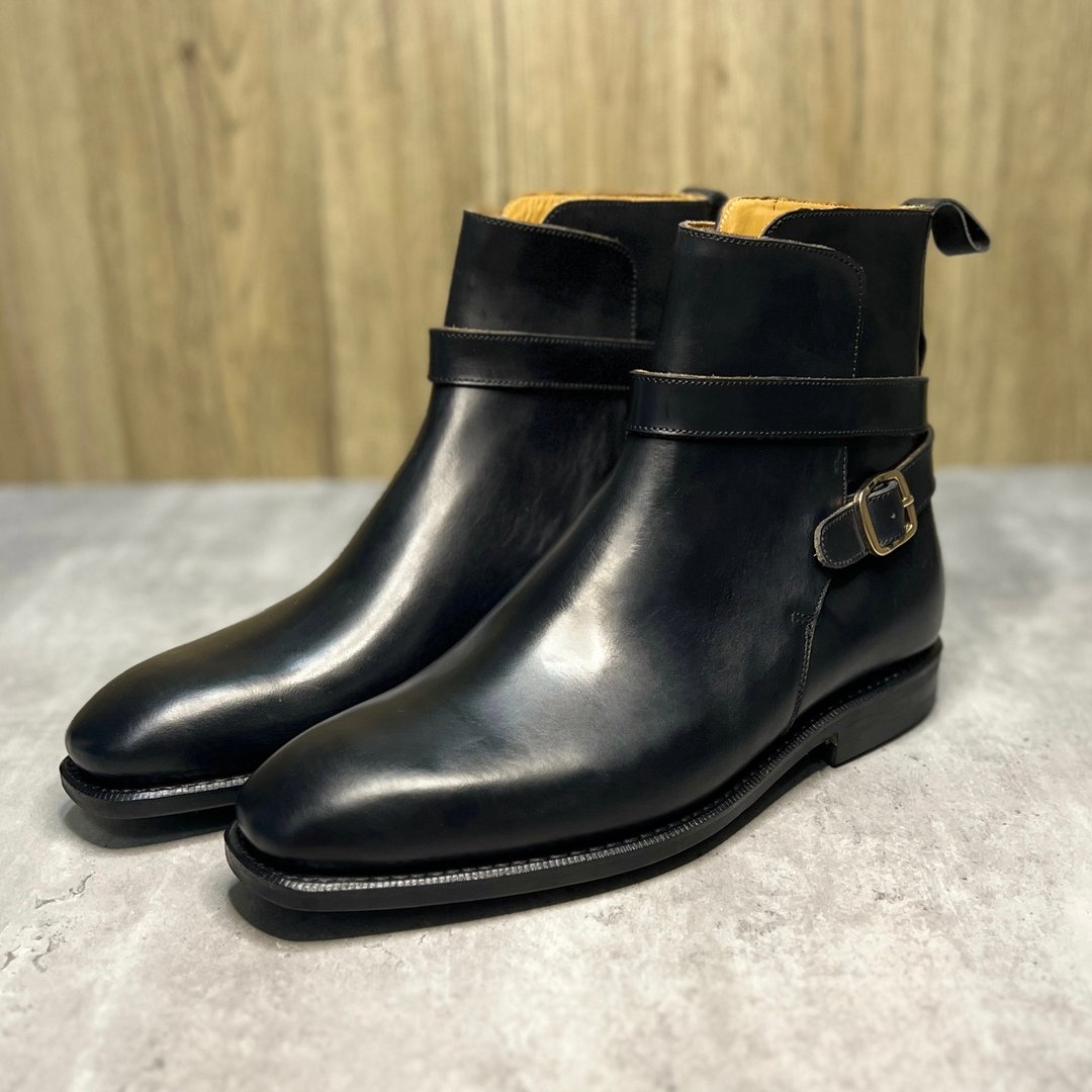 固特异手工真皮马靴 Jodhpur Boots 扣带马靴 焦特布尔靴 可定制 - 男款靴子 - 真皮 黑色