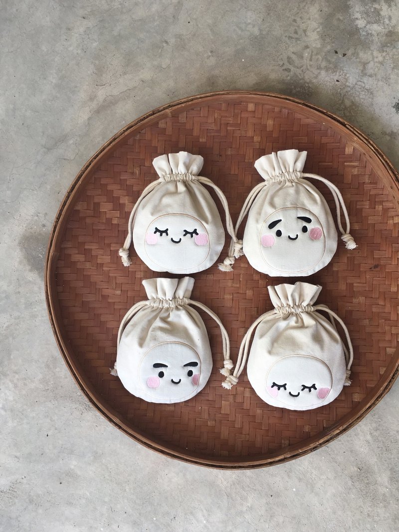 The Happy Project 帆布束口小布包 收纳袋 // Happydoory x 小叉米 *限量手工缝制 - 化妆包/杂物包 - 纸 白色