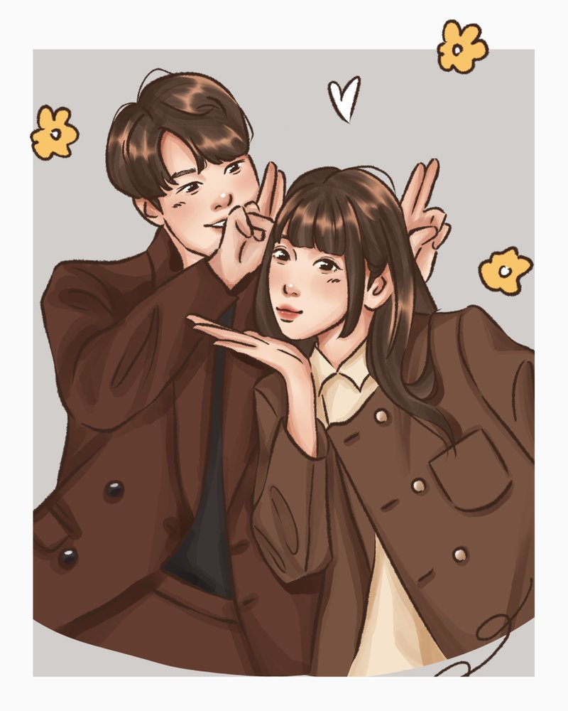 【定制化似颜绘】韩系日系mix版 电子档下单前请先与设计师讨论喔 - 电子手绘真人画像/绘画/插画 - 其他材质 多色