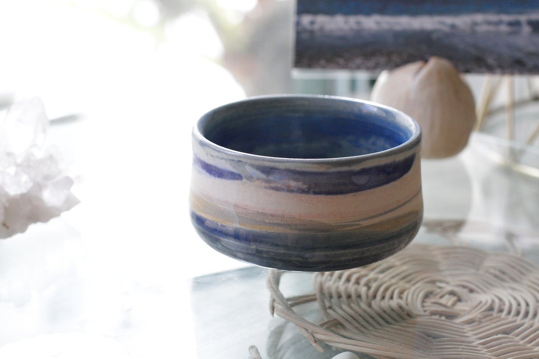手拉坏花莲海系列陶碗/茶碗5 - 茶具/茶杯 - 陶 蓝色