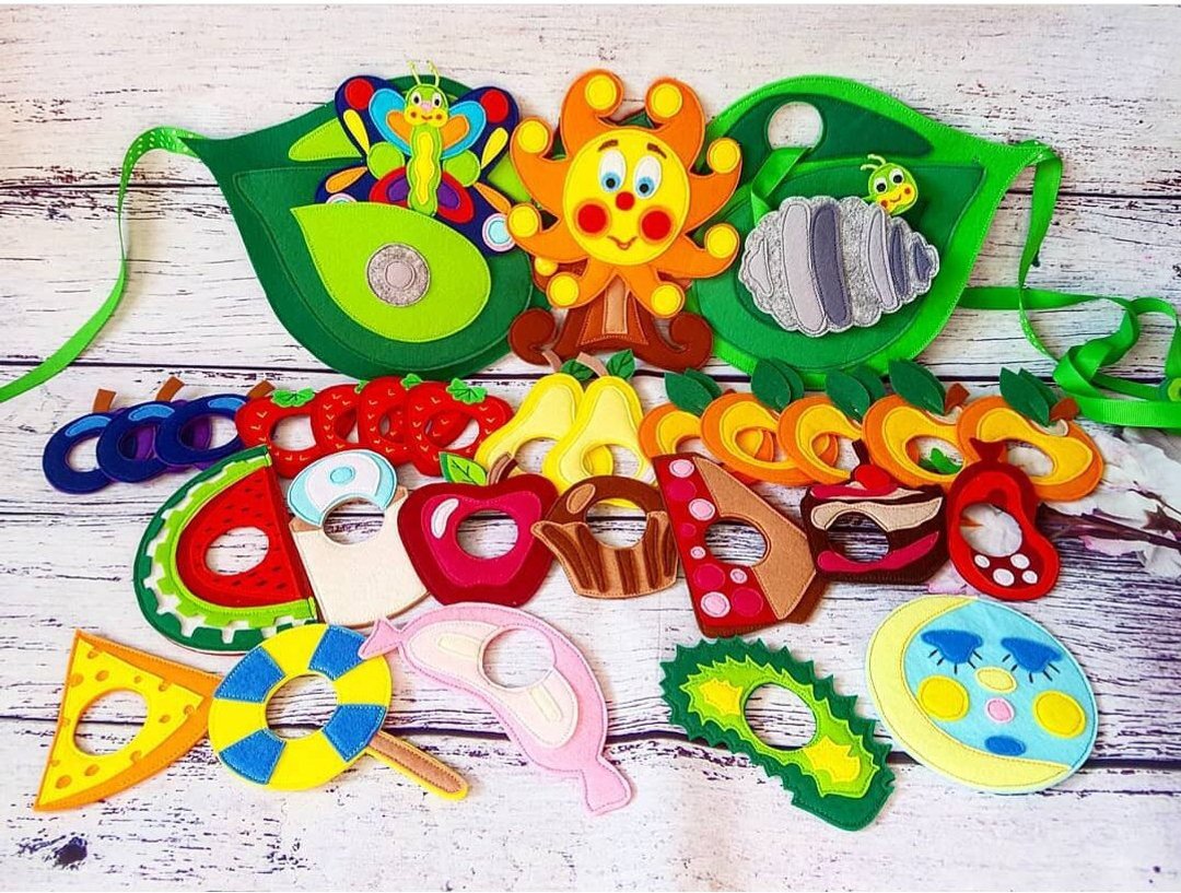 Very Hungry Caterpillar with food, lacing toy, sensory interactive play - 玩具/玩偶 - 其他材质 绿色