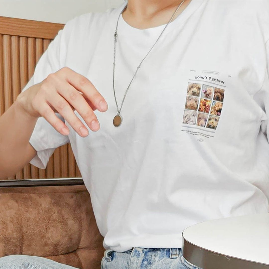 九宫格画框订制 订制 T-shirt 宠物家庭 T-shirt - 女装 T 恤 - 棉 白色