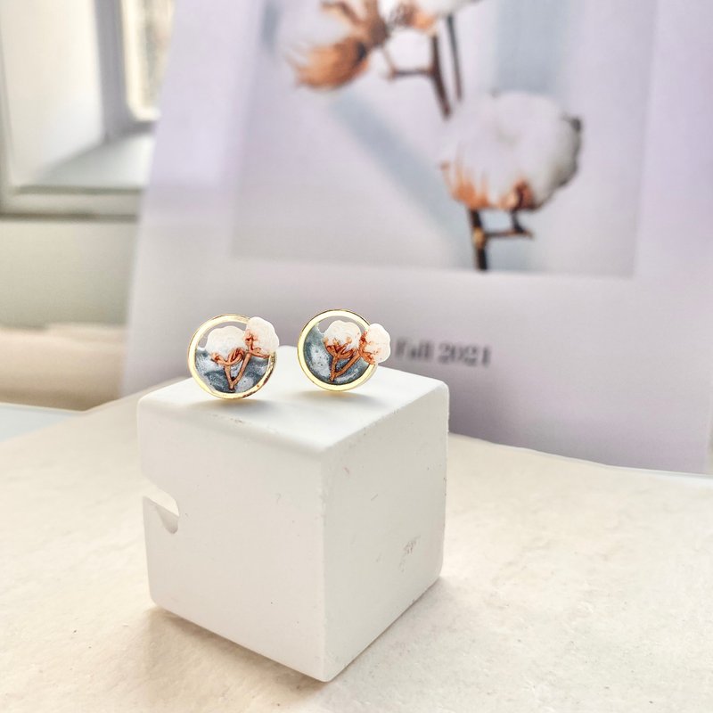 小 木 棉 | Fall 2021 No. T31 - 耳环/耳夹 - 聚酯纤维 蓝色