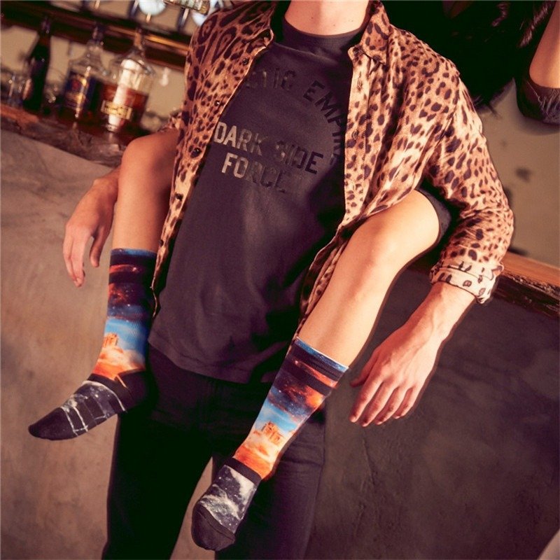 Galaxy潮流印花篮球滑板运动袜 - 袜子 - 聚酯纤维 多色