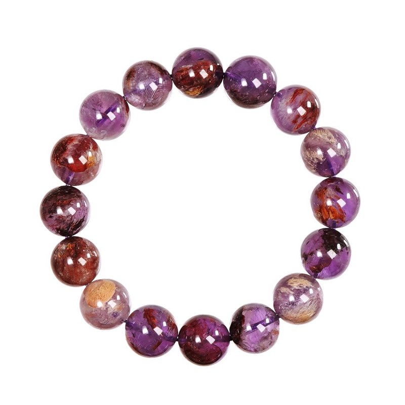 【正佳珠宝】紫幽灵 高品异象幽灵 12.8-13.3mm 紫幽灵手珠 - 手链/手环 - 半宝石 多色