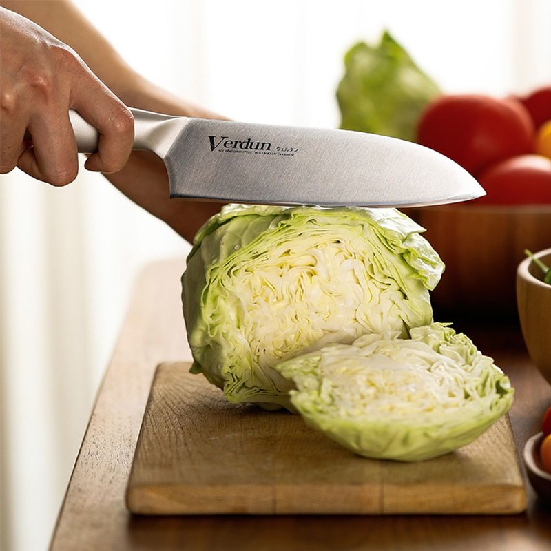 日本 下村工业 日本制职人专用一体成型不锈钢三德刀18.5CM - 厨房用具 - 不锈钢 银色