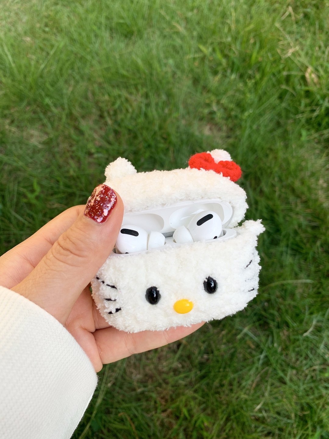 手工原创可爱猫咪耳机套钩织耳机套苹果无线耳机AirPods Pro - 手机壳/手机套 - 棉．麻 