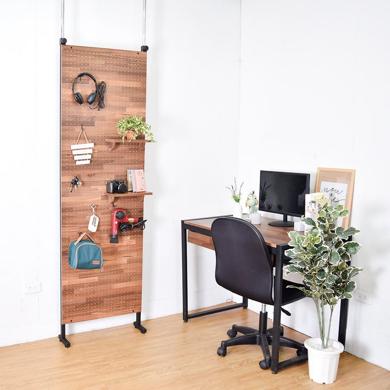 (全幅版) 木纹风洞洞板顶天立地 (免钉墙) 凯堡家居【H14276】 - 置物架/篮子 - 木头 卡其色