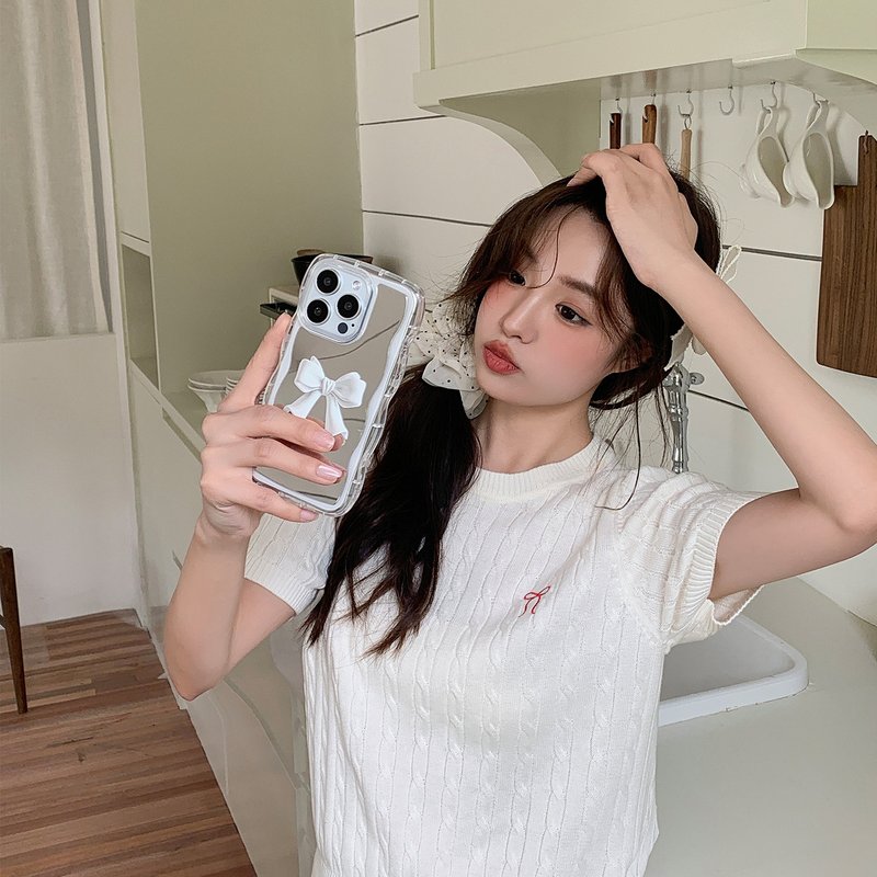 【Porcelain Ribbon in White】 波浪框镜面手机壳 - 手机壳/手机套 - 其他材质 