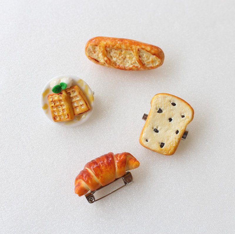 面包黏土胸针-4入 - 胸针 - 纸 多色