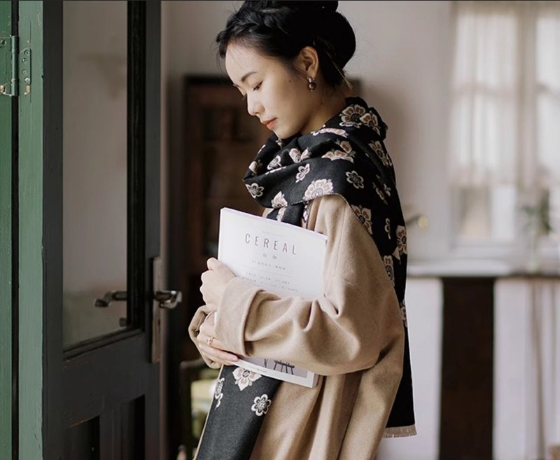 新中式复古 中国风汉服显白披肩 - 围巾/披肩 - 其他材质 黑色