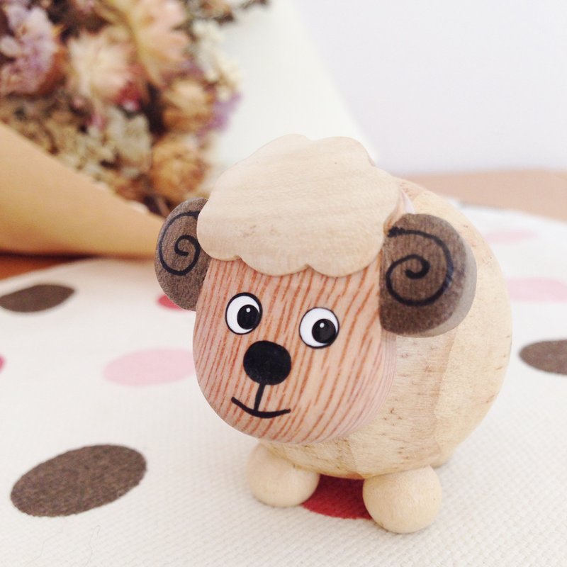 【立体吸铁便条夹】灰色卷角小羊 - 冰箱贴/磁贴 - 木头 灰色