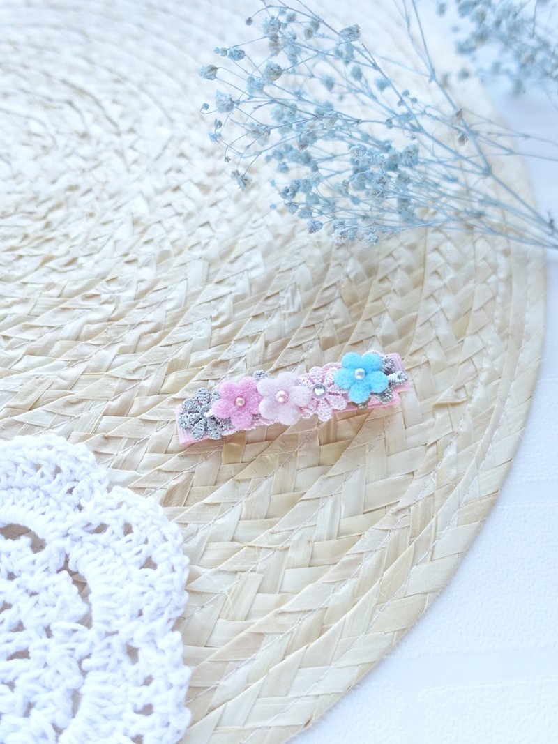 儿童发饰 - 花花蕾丝浏海发夹 (粉红色) - 发饰 - 其他材质 粉红色