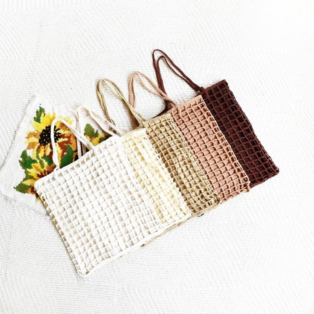 Linna Crochet Bag Earth Tone - 手提包/手提袋 - 棉 多色
