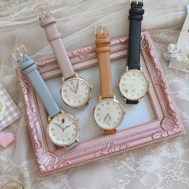 考试手表 Where flowers bloom, so does hope 花花指针手 - 女表 - 其他材质 粉红色