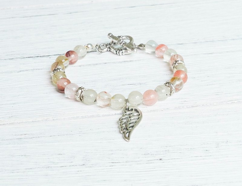 天使国度 西瓜晶6mm手链 FitterHandmade 天然石手创 极简几何 个性化 圣诞节 情人节 生日礼物 纪念日 交换礼物 - 手链/手环 - 宝石 粉红色