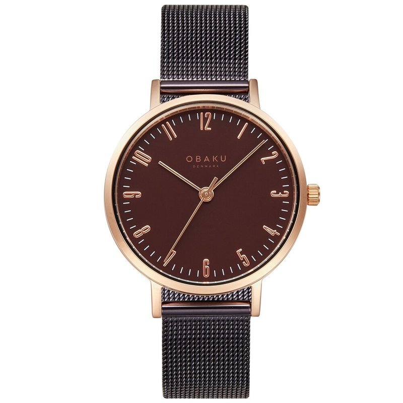 OBAKU 城市探索淑女时尚腕表-深咖X玫瑰金-V248LXVNMN-32mm - 女表 - 不锈钢 咖啡色