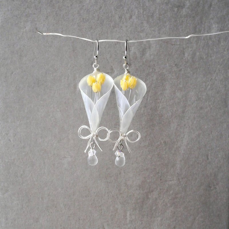 郁金香Bouquet 耳环/耳夹 - 耳环/耳夹 - 树脂 黄色